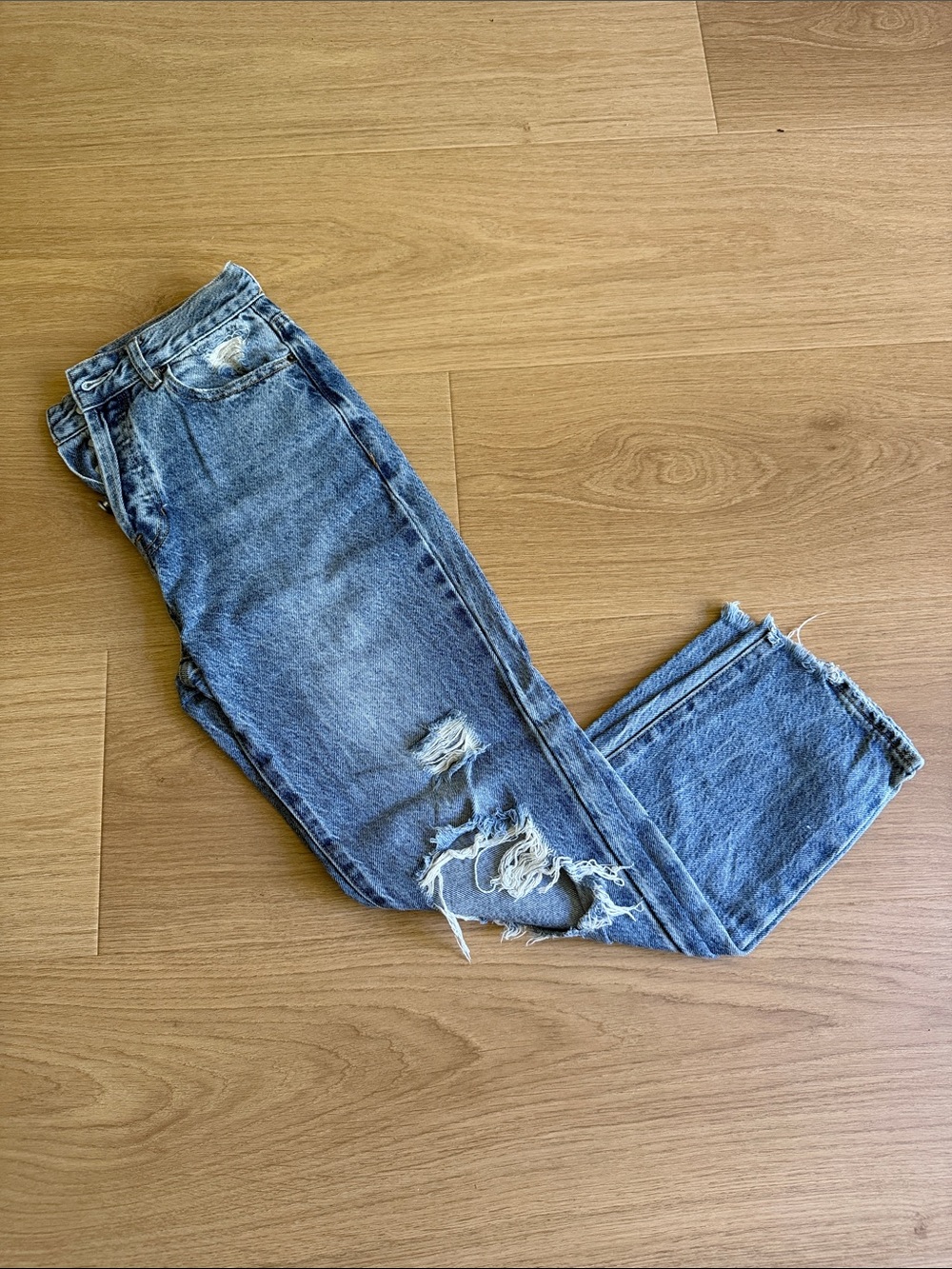 PacSun Blue Distressed Straight Leg Jeans